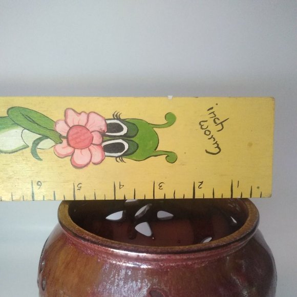 Orchid/Sacculate Flower Pot Cut Out Butterfly Planter Attached Saucer 5.5"T CUTE - Picture 3 of 11